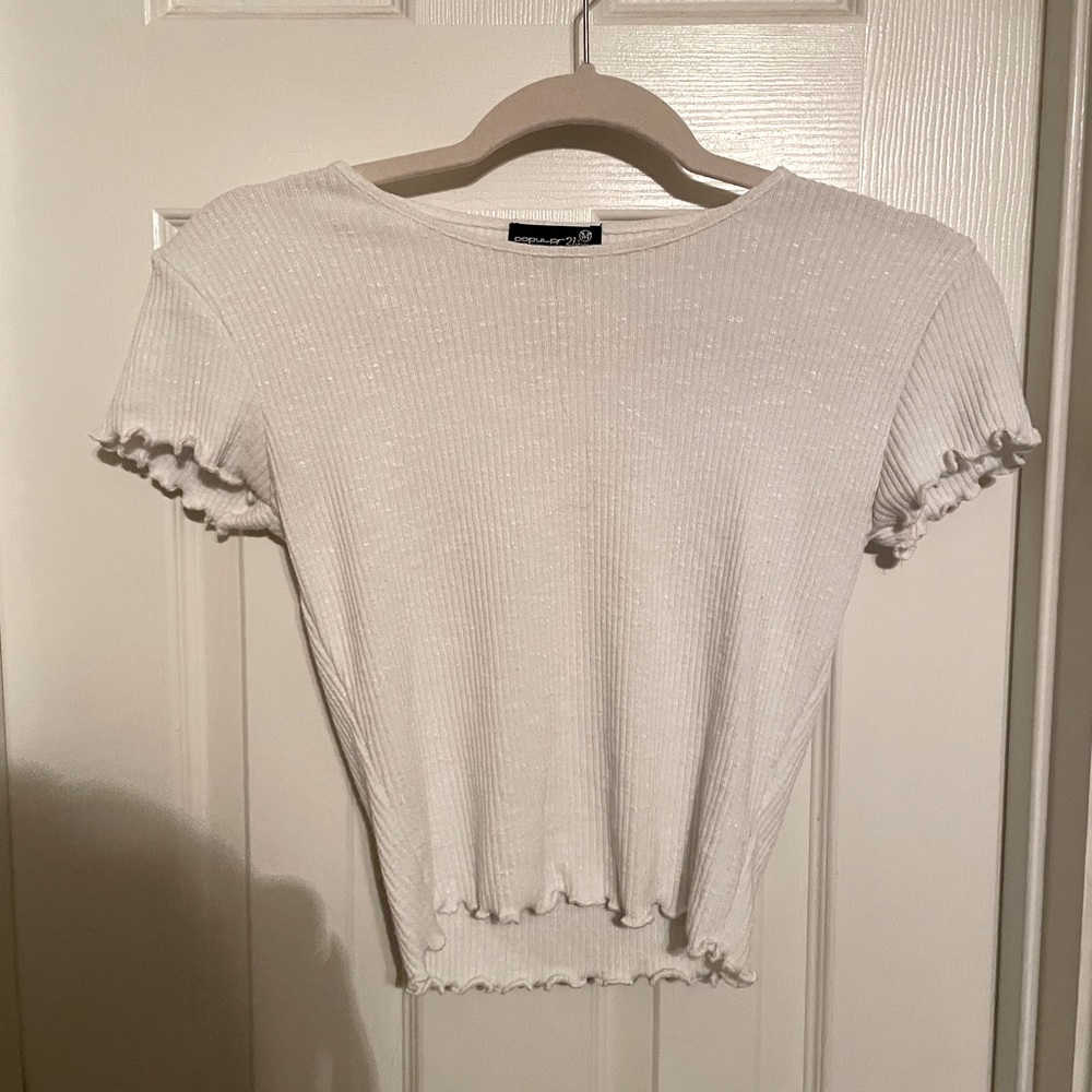 Size M, White Ribbed Top